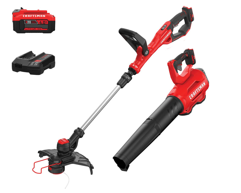 CRAFTSMAN V20 20-volt max Cordless Battery String Trimmer and Leaf Blower and Combo Kit 4.0 Ah (Battery Included) (Charger Included)