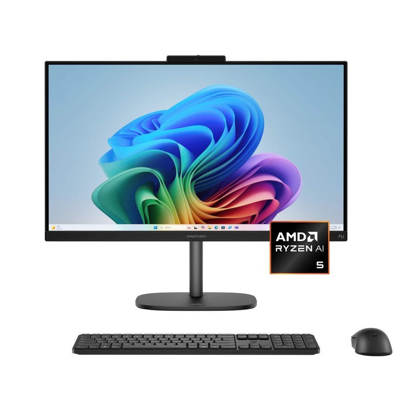 HP - OmniStudio 23.8" Full HD Touchscreen All-in-One w/ Adjustable Height - AMD Ryzen AI 5 - 16GB RAM - 512GB SSD - Copilot+ - Jet Black
