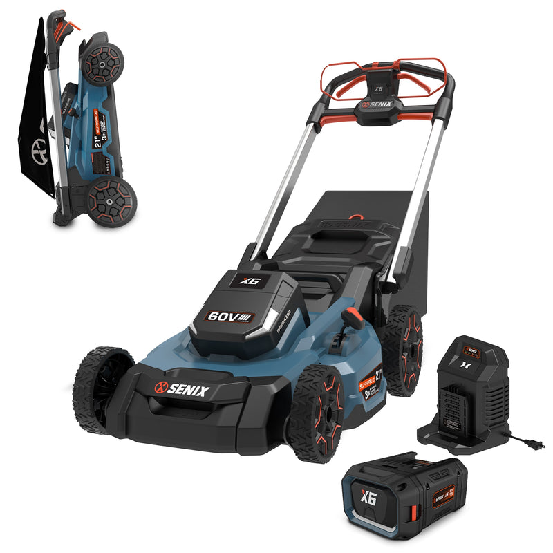 SENIX 60 Volt, 21-in Self Propelled Battery Walk Mower with  (1) 8 Ah Battery Included