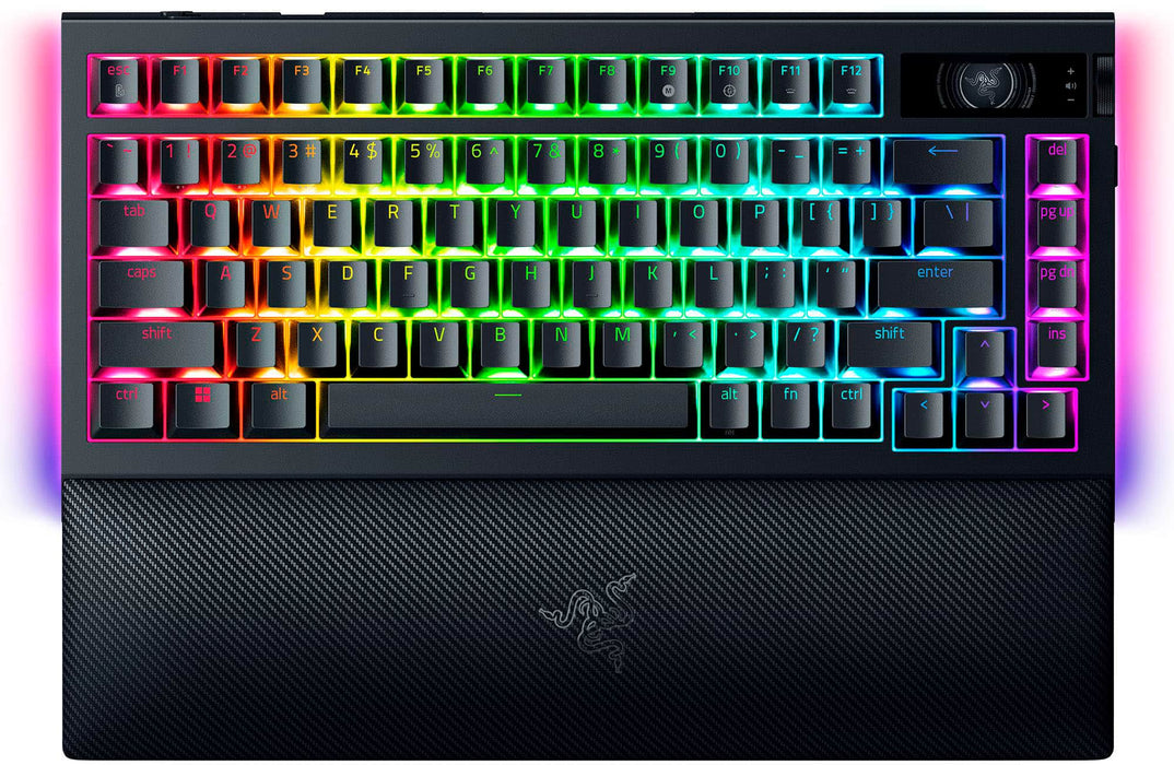 Razer - BlackWidow V4 Pro 75 Wireless Orange Switch Gaming Keyboard with Hot-Swappable Design - Black