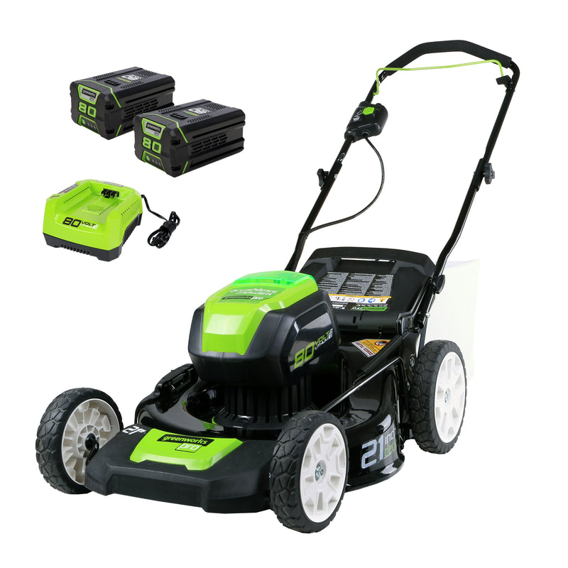 Greenworks Pro 80-Volt 21-in Brushless Battery Push Lawn Mower (2-Batteries and Charger Included)
