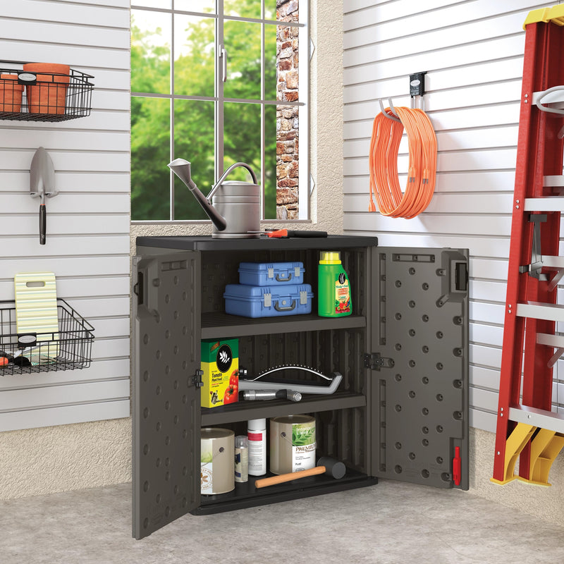 Suncast Commercial 20.25-in W x 36-in H x 20.25-in D Freestanding Plastic Garage Cabinet in Black