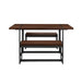 Walker Edison - Industrial Dining Set with 2 Benches - Dark Walnut