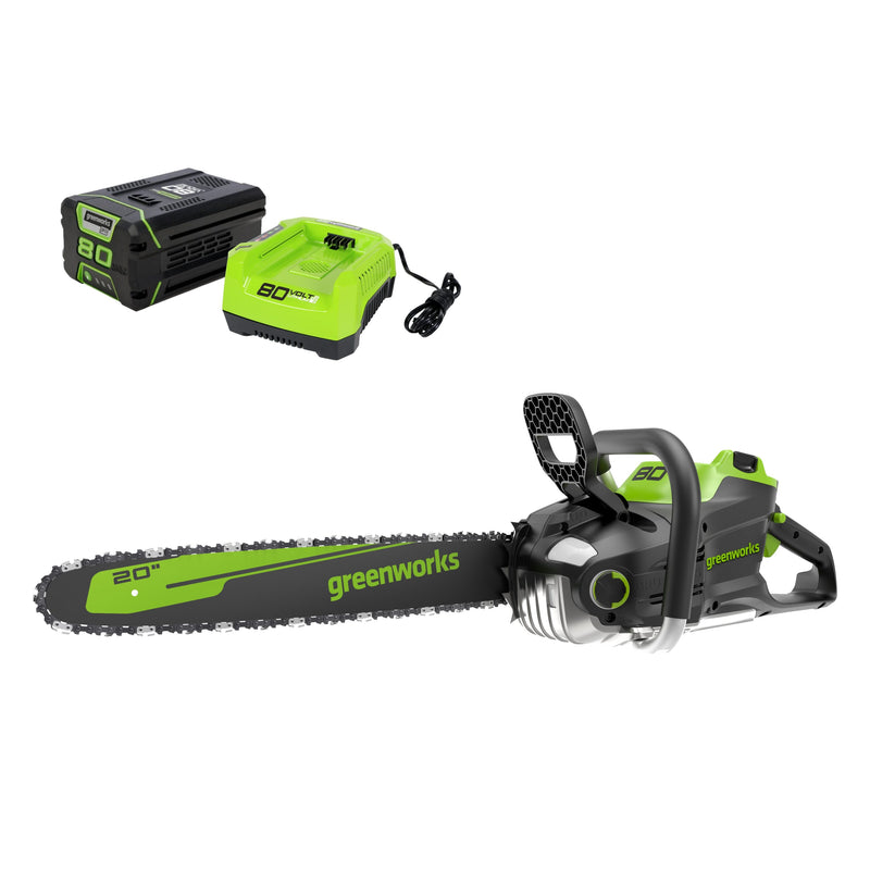 Greenworks 80-volt 20-in Battery 4 Ah Chainsaw Battery Included Charger Included
