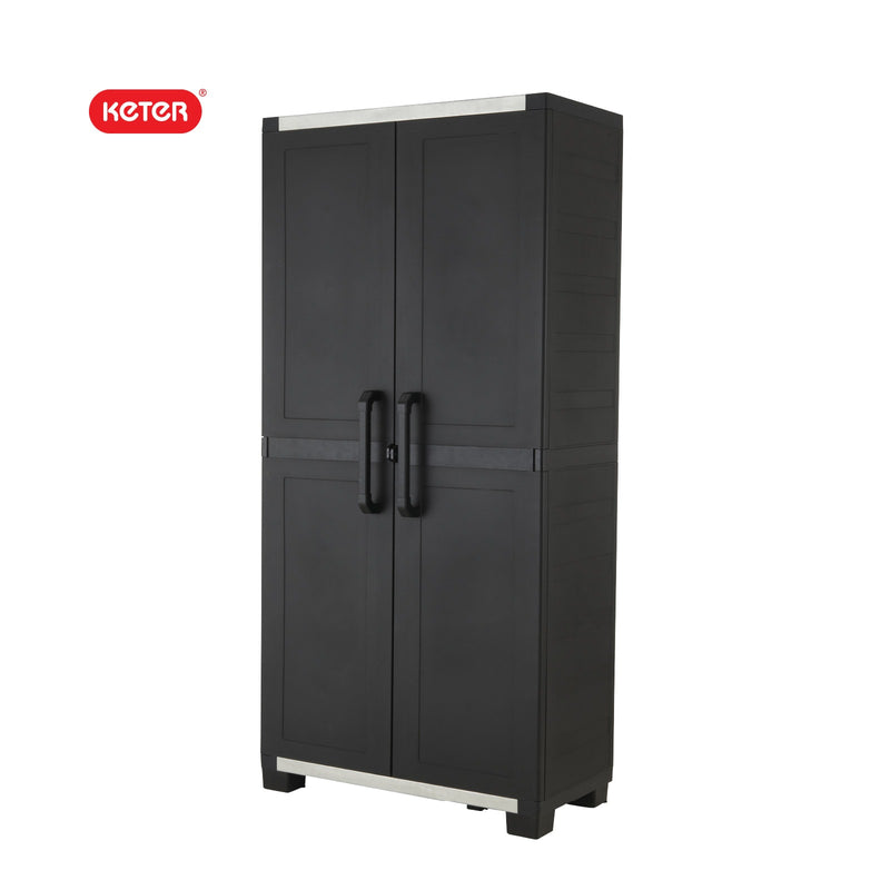 Keter Premium One 35-in W x 74-in H x 18.5-in D Freestanding Plastic Garage Cabinet in Black