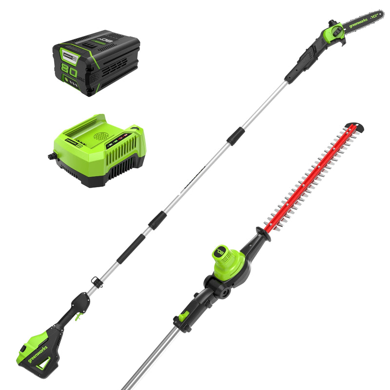 Greenworks 80-volt Cordless Battery Hedge Trimmer and and Pole Saw Combo Kit 2 Ah (Battery Included) (Charger Included)
