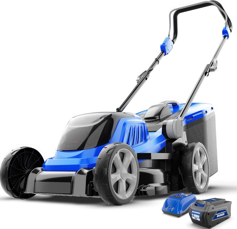 Wild Badger Power Brushless 40-volt, 18-in Push Battery Walk Mower with  (1) 4 Ah Battery Included