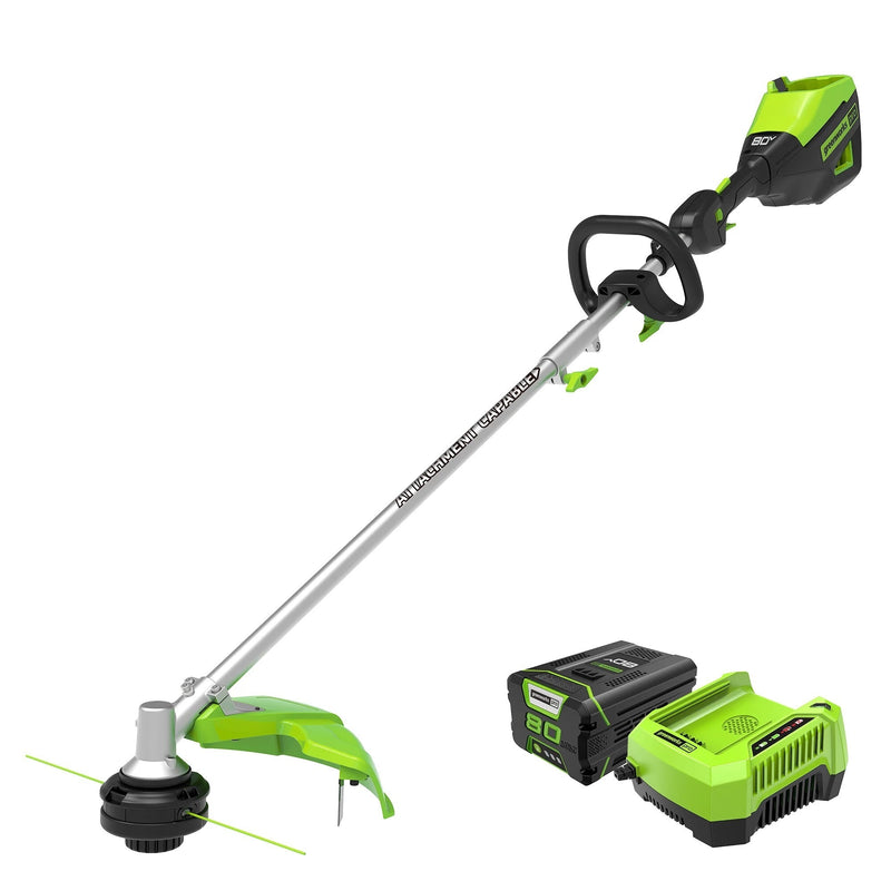 Greenworks Pro 80-volt max 16-in Split Shaft Attachment Capable Battery String Trimmer Edger Conversion Capable 2.5 Ah (Battery Included) (Charger Included)