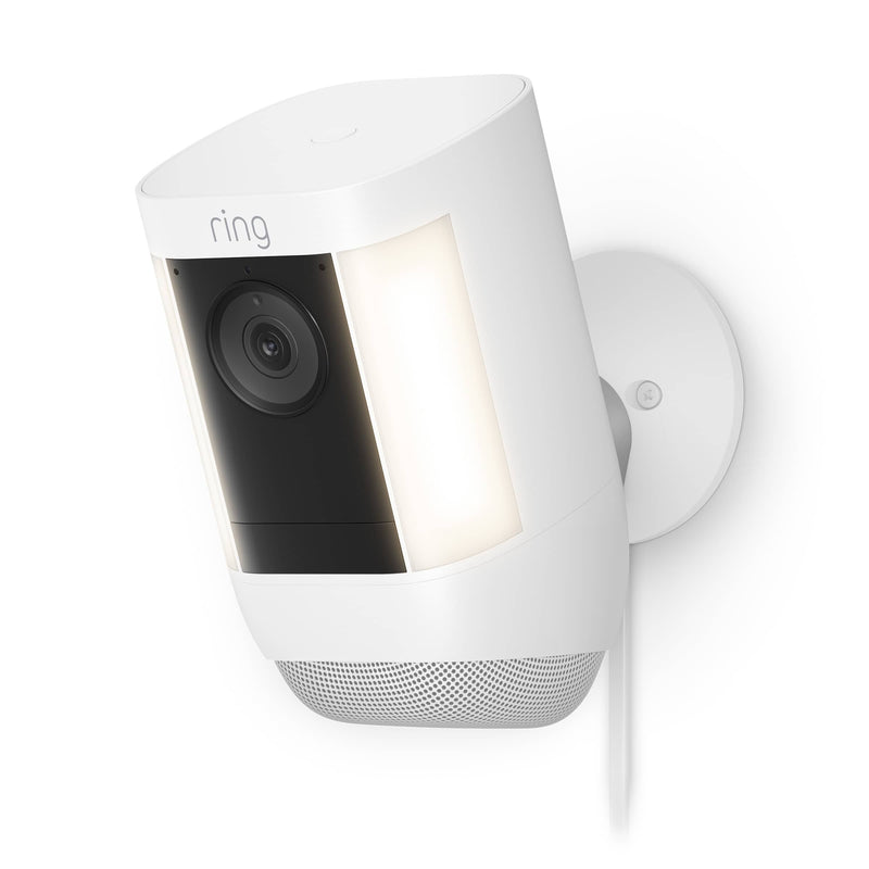 Spotlight Cam Pro Plug-In with 2K Video and Ring Vision LED Lights Dual-Band Wifi and 3D Motion Detection - White