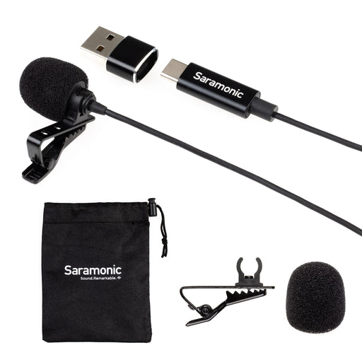 Saramonic - Lavalier Mic w/ USB-C Output 6.6' Cable  USB Adapter for Mobile Devices  Computers - Black