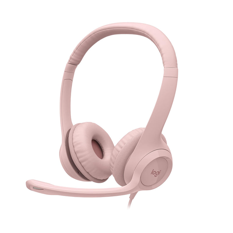Logitech - H390 Wired USB-A On-Ear Stereo Headphones with Noise Canceling Microphone - Rose