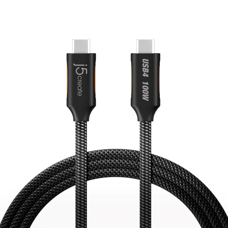 j5create - USB4 40Gbps Full-Featured USB-C Coaxial Cable for Mac PC and More - Black