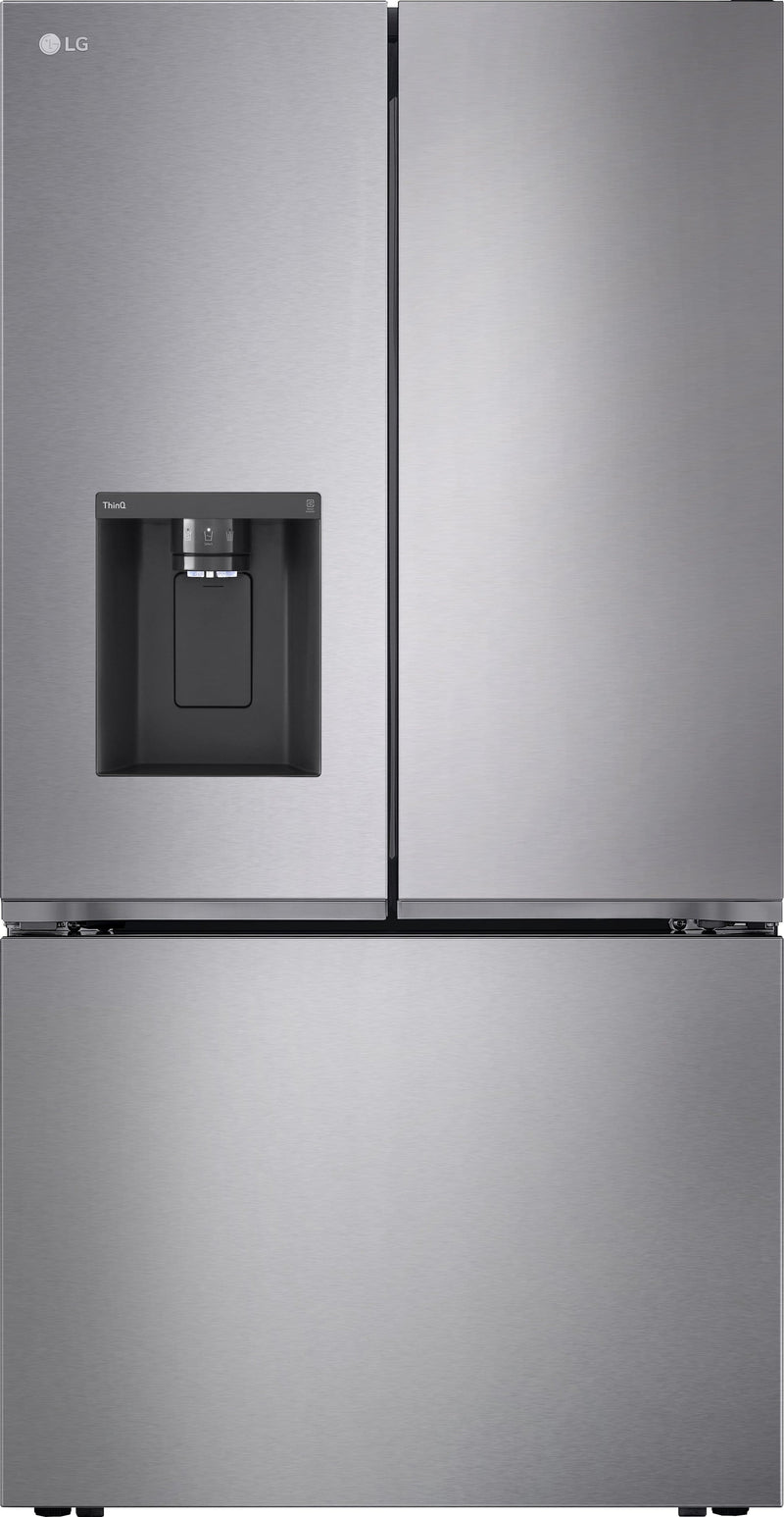 LG - 36-in Counter-Depth MAX 25.5 Cu. Ft. French Door Smart Refrigerator with Ice Plus - PrintProof Stainless Steel Look