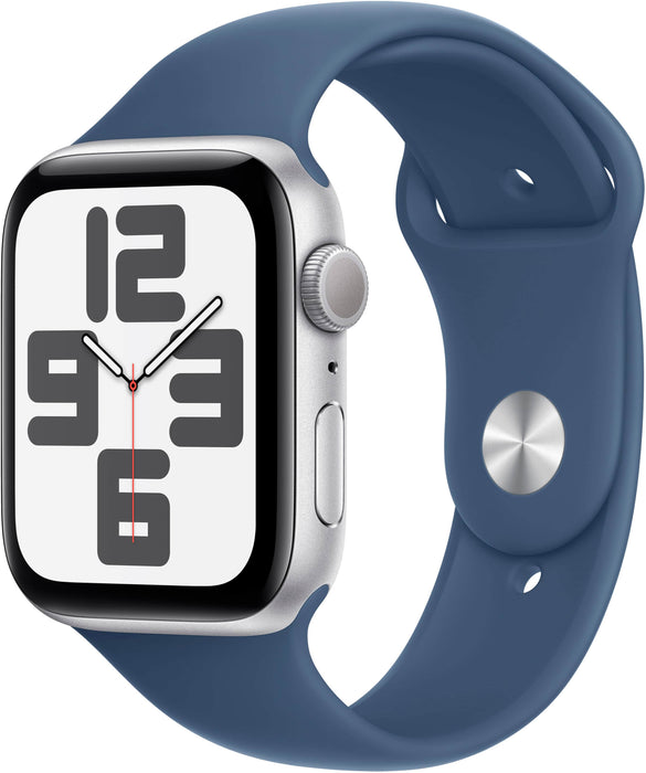 Apple Watch SE 2nd Generation (GPS) 44mm Aluminum Case with Denim Sport Band - S/M - Silver - (2024)