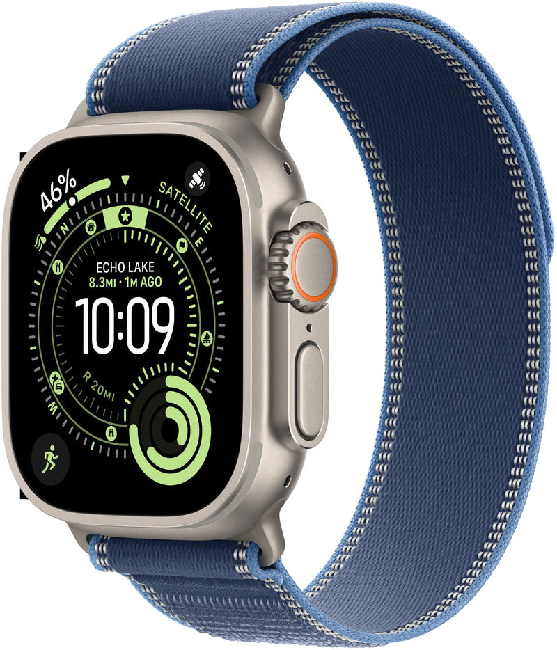 Apple Watch Ultra 3 (GPS+Cellular) 49mm Titanium Case with Blue/Bright Blue Trail Loop - M/L - Natural - (2025)