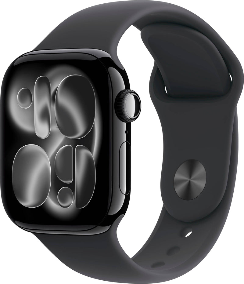 Apple Watch Series 11 (GPS+Cellular) 42mm Aluminum Case with Black Sport Band - S/M - Jet Black - (2025)