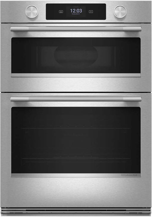 KitchenAid - 27" Smart Built-In Electric Double Wall Combination with Microwave and Assisted Cook Cycles - Stainless Steel