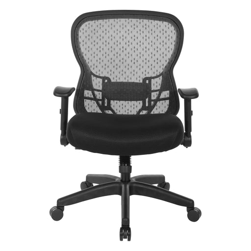 OSP Home Furnishings - Professional R2 SpaceGrid Back Manager’s Chair with Adjustable Lumbar Support and Adjustable Flip Arms - Black