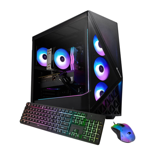 iBUYPOWER - Slate Gaming Desktop PC - AMD Ryzen 7 9700X AMD Radeon RX 9060XT 8GB 32GB DDR5 RGB1TB NVMe SSD - Black