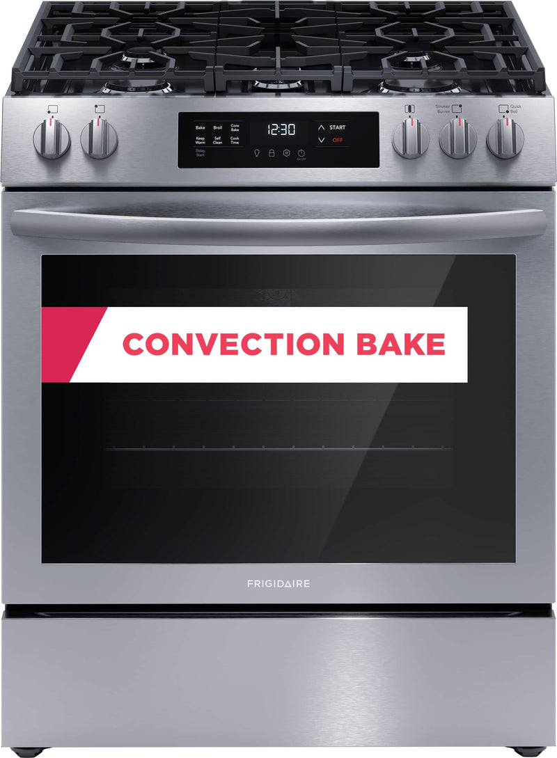 Frigidaire - 5.1 Cu. Ft. Freestanding Gas Range with Self-cleaning and Convection Bake - Stainless Steel