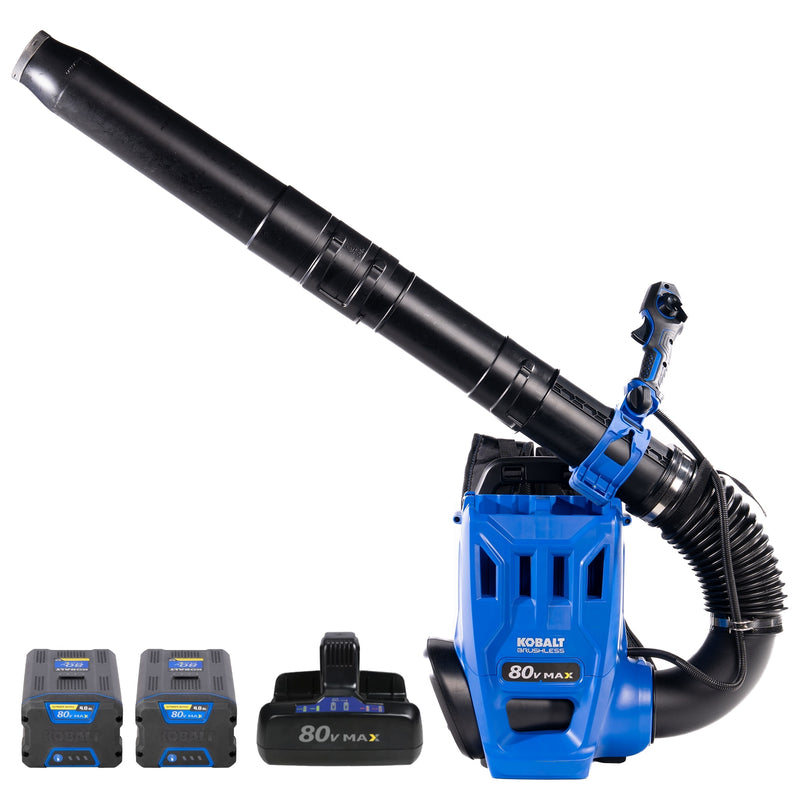 Kobalt Dual Port 80-volt 850-CFM 210-MPH Battery Backpack Leaf Blower 4 Ah Battery Included Charger Included