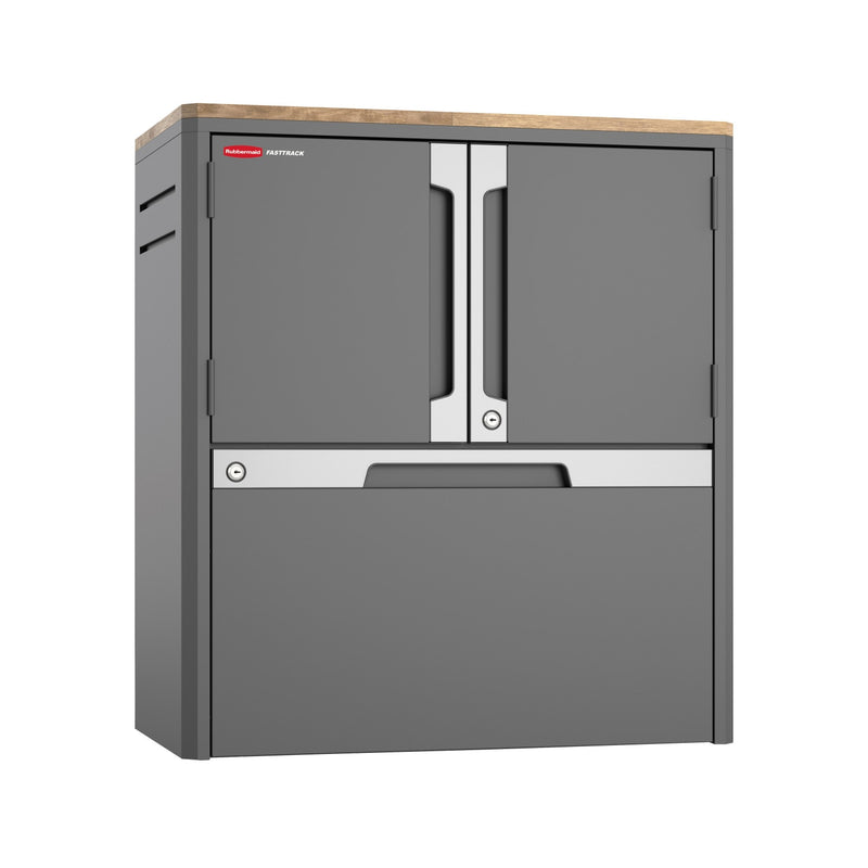 Rubbermaid FastTrack 32-in W x 34-in H x 18-in D Freestanding or wall-mounted Steel Garage Cabinet in Gray