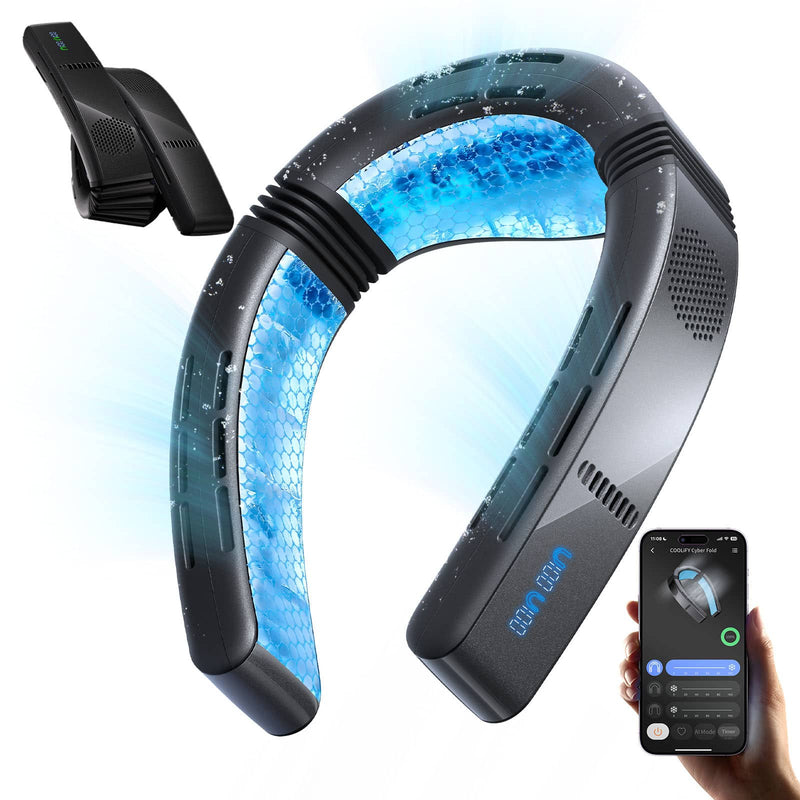 TORRAS - COOLiFY Cyber Fold 2026 Flagship AI Neck Air Conditioner Ultimate Immersive Cooling Portable Neck Fan - Black