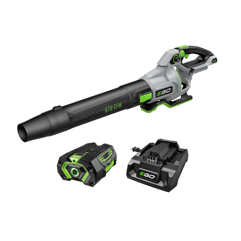EGO POWER+ 56-volt 670-CFM 180-MPH Battery Handheld Leaf Blower 4.0 Ah Battery Included Charger Included