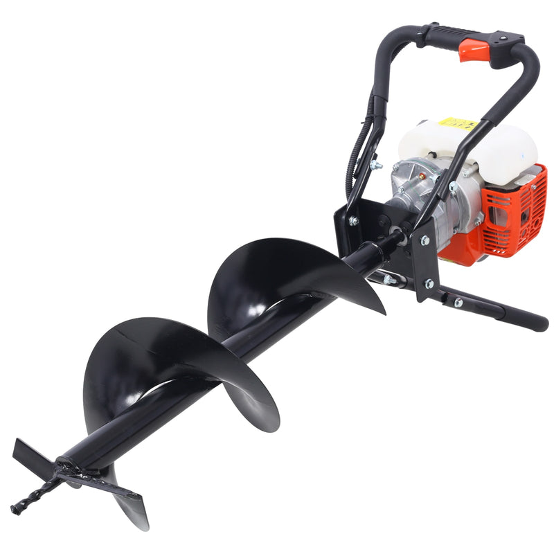 Tatayosi V-Type 52CC 2 Stroke Gas Post Hole Digger One Man Auger EPA Machine Plant Soil Digging Fence withHole Digger Replacement Auger Bits L4+L6+L8 DRILL BITS