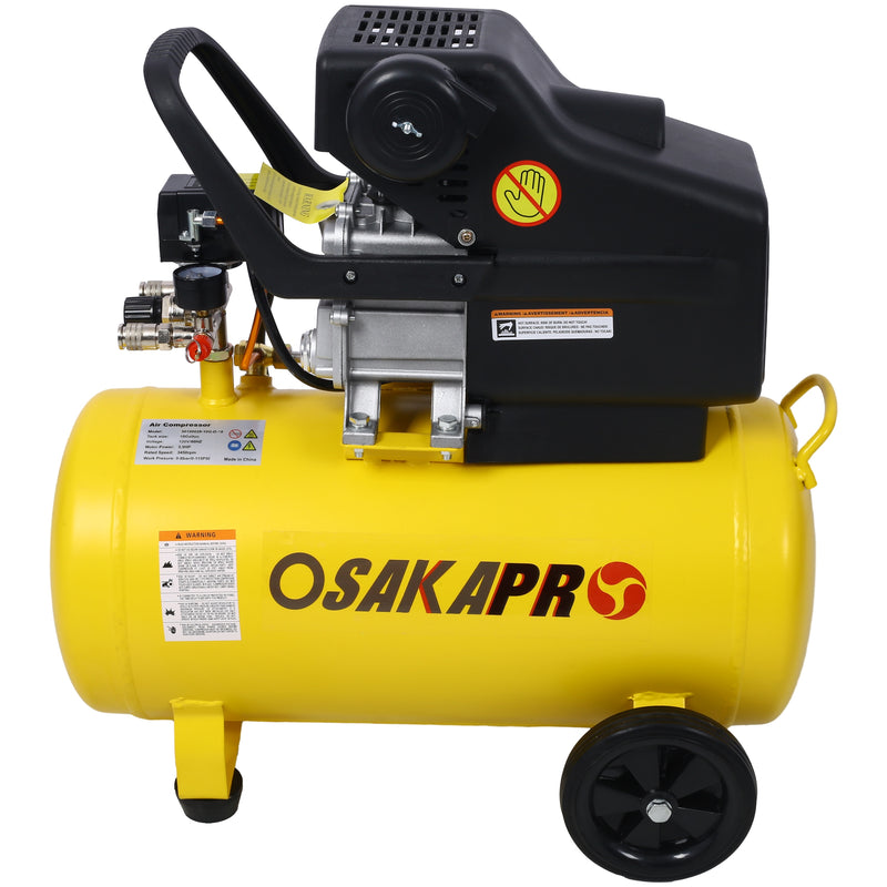 Tatayosi 3.5 HP Portable 10 Gallon Oil-Lubricated Air Compressor with Quiet Horizontal Tank Adjustable Pressure and Built-in Wheel