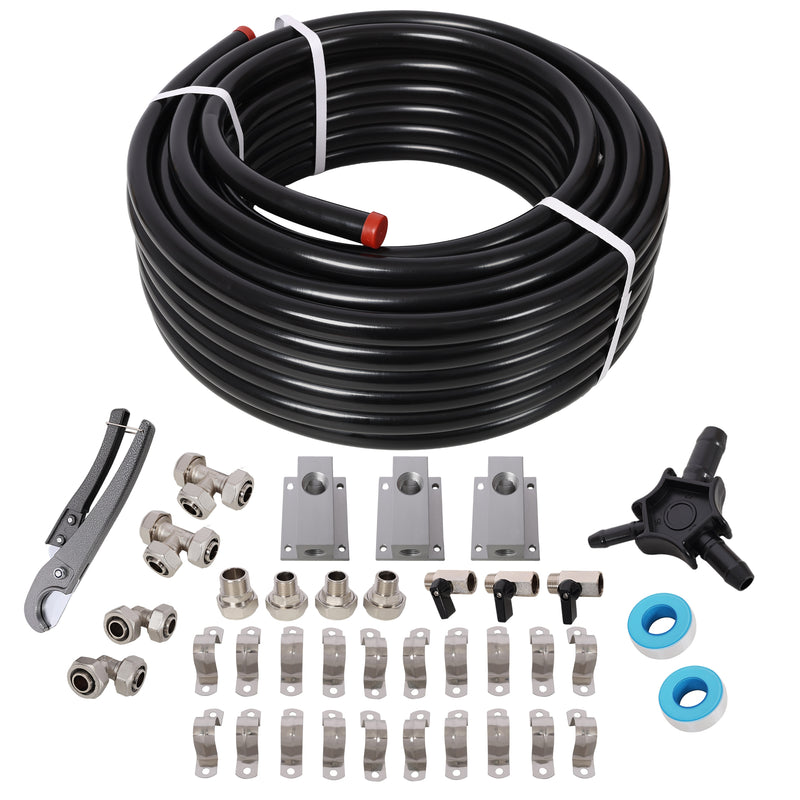 Tatayosi 3/4 Inches X 100 FT Tubing and Aluminum Outlet Blocks High Quality PEX-AL-PEX Tubing Compressed Air Piping Air Compressor Hose Accessories Black Tubing