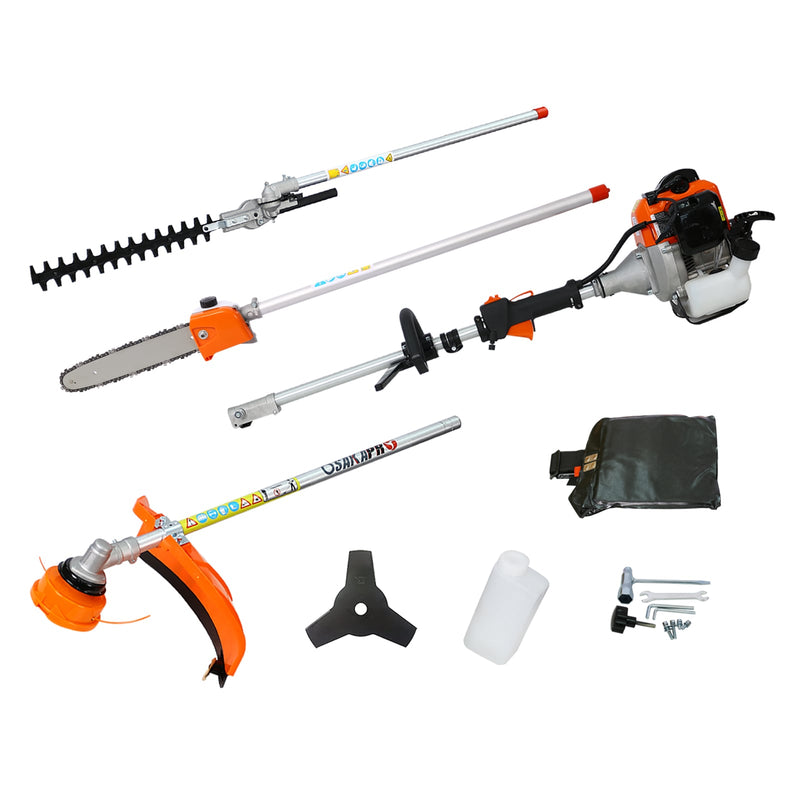 Tatayosi 4-in-1 Multi-Functional Trimming Tool 56 CC 2-Cycle Garden Tool with Gas Pole Saw Hedge Trimmer Grass Trimmer and Brush Cutter EPA Compliant