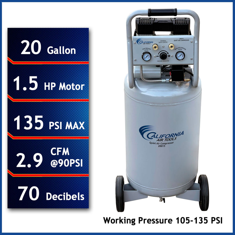California Air Tools 20-Gallon Portable Electric 135 PSI Vertical Air Compressor