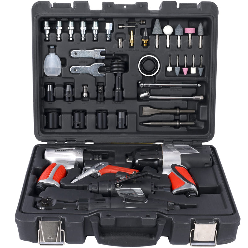 Tatayosi 44-Piece Professional Air Tool Accessory Kit - Impact Wrench Air Ratchet Die Grinder Blow Gun Air Hammer Dual Air Chuck Tire Gauge and Accessories