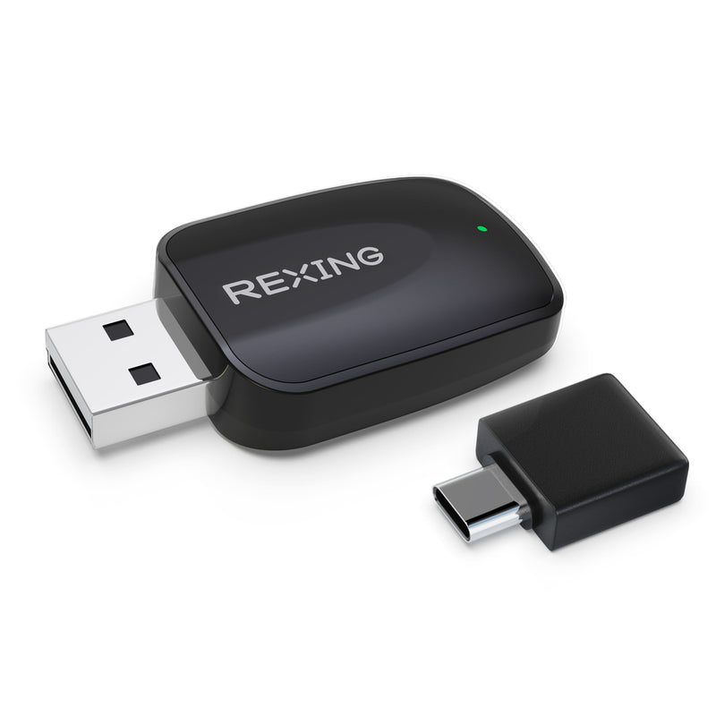 Rexing - CPW-42 Wireless CarPlay  Android Auto Adapter for iPhone (iOS 10+) and Android (Android 11+) - Black