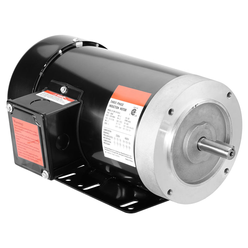VEVOR 2HP Electric Motor 3450 rpm  AC 230V/460V  56C Frame  Air Compressor Motor 3-Phase  5/8in Keyed Shaft  CW/CCW Rotation for Agricultural Machinery and General Equipment