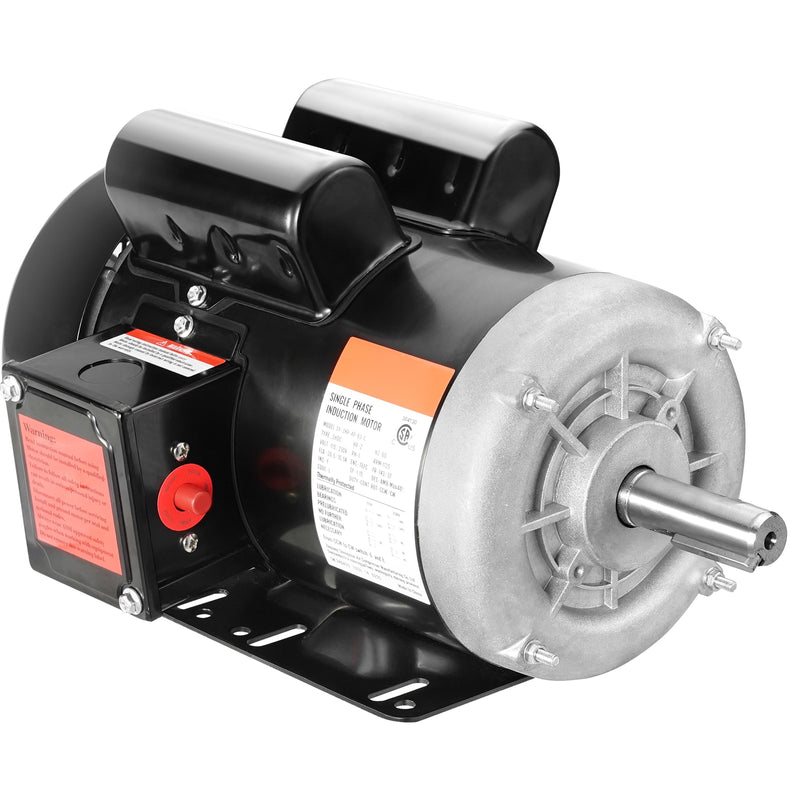 VEVOR 2HP Electric Motor 1725 rpm  AC 115V/230V  143/5T Frame  Air Compressor Motor Single Phase  7/8in Keyed Shaft  CW/CCW Rotation for Agricultural Machinery and General Equipment