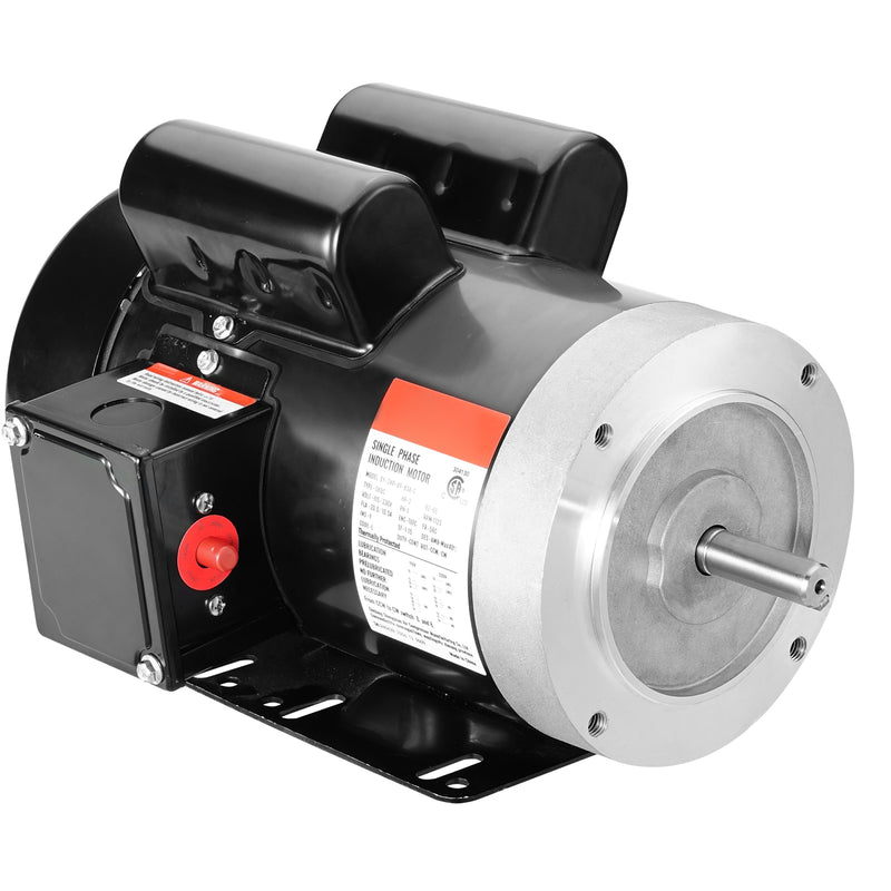 VEVOR 2HP Electric Motor 1725 rpm  AC 115V/230V  56C Frame  Air Compressor Motor Single Phase  5/8in Keyed Shaft  CW/CCW Rotation for Agricultural Machinery and General Equipment