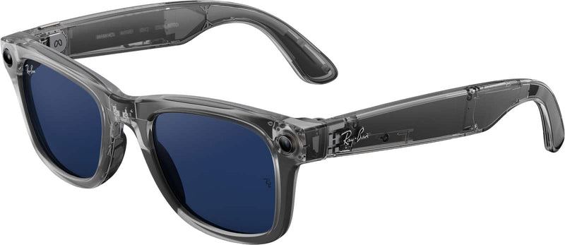 Ray-Ban Meta - Wayfarer (Gen 2) glasses with Meta AI Audio Photo Video Compatibility - Transitions Sapphire Lenses - Shiny Transparent Grey
