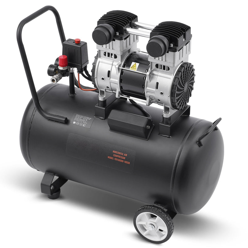 VEVOR Air Compressor  15 Gallon Steel Tank  2HP 5.3 CFM 90 PSI Oil Free Air Compressor and Max. 125PSI Pressure  78dB Ultra Quiet Portable Compressor  for Auto Repair  Tire Inflation  Spray Painting