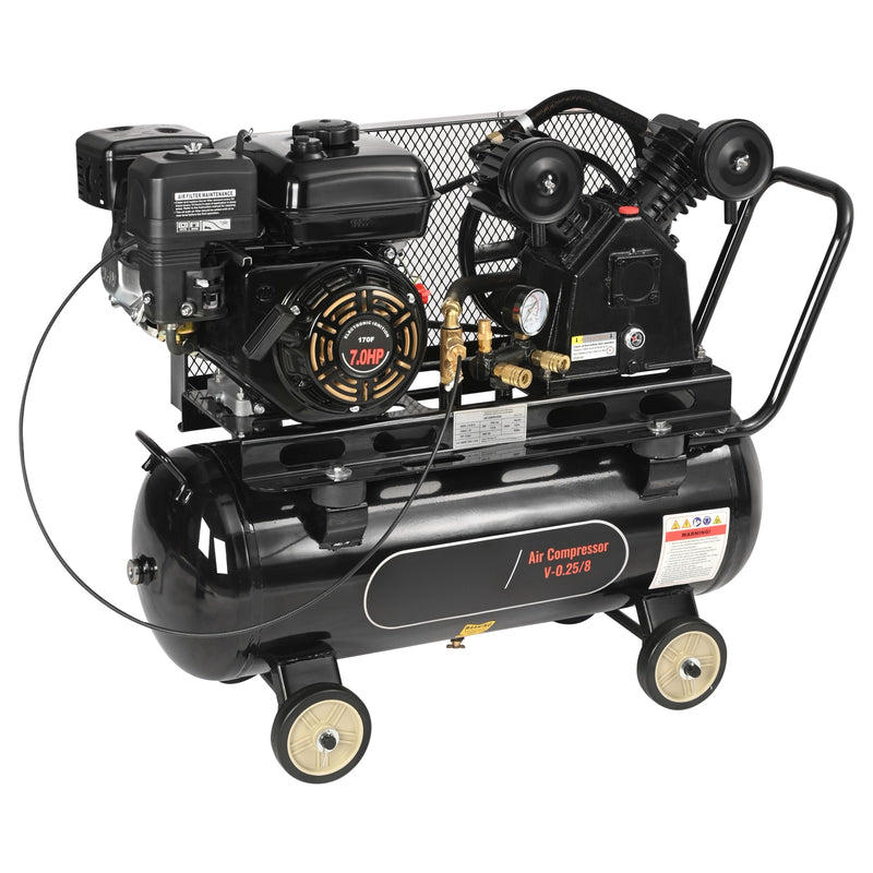 VEVOR 7HP Gas Powered Air Compressor  13.2 Gallon Horizontal Air Compressor Tank  9CFM 115PSI Gas Driven Piston Pump Air Compressed System with 115PSI Max Pressure for Construction Sites Workshop