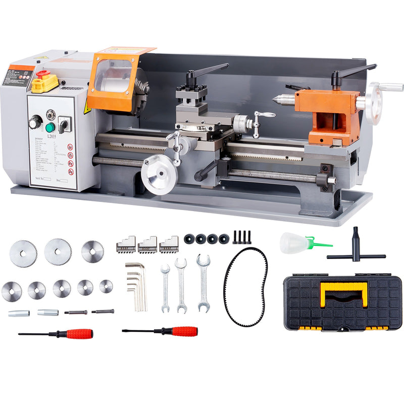 VEVOR Metal Lathe Machine  7.87in x 13.78in  Precision Benchtop Power Metal Lathe   50-2500 RPM Continuously Variable Speed  600W Brush Motor Metal Gears  with Tool Box for Processing Precision Parts