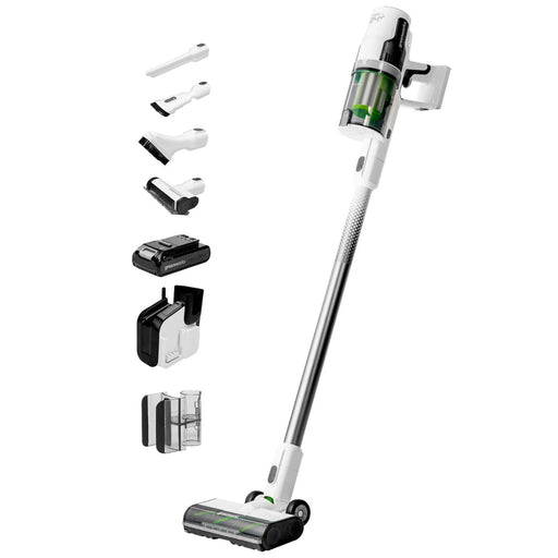 Greenworks - 24 Volt Stick Vacuum with 4ah Battery Attachments  Charger - White