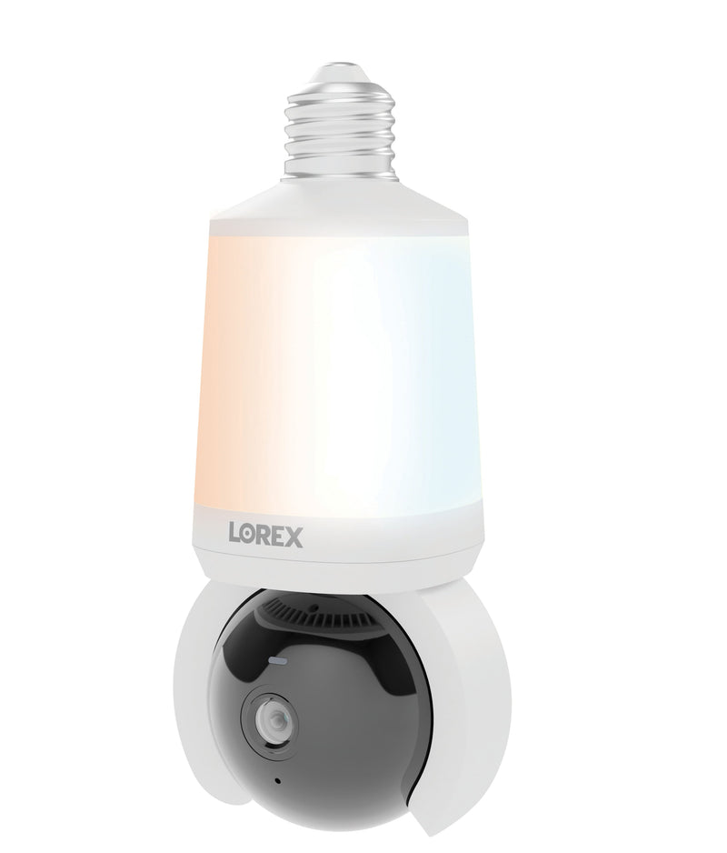 Lorex - 2K Wi-Fi Smart Lightbulb Pan-Tilt Camera - White