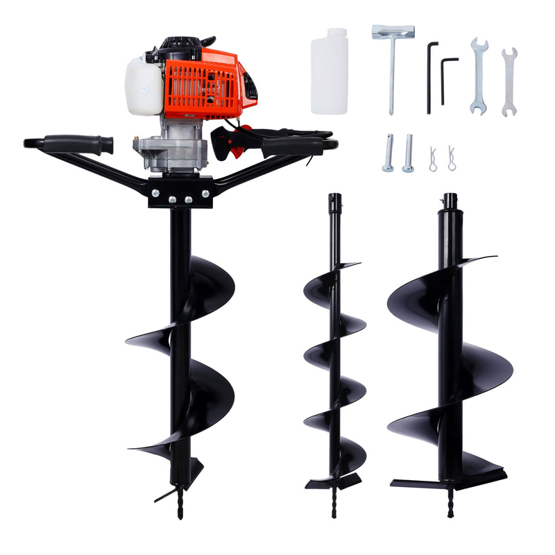 Tatayosi 2.7 HP 63 CC Two-Person Gas-Powered 2-Stroke Post Hole Digger with 3/4 Inches ShaFT EPA Compliant 6 Inches 10 Inches and 12 Inches Drill Bits