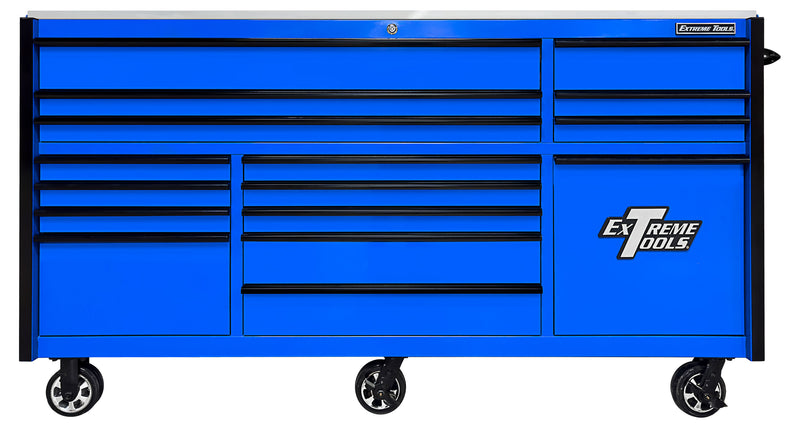 Extreme Tools RX Series 84-in W x 47.32-in H 16 -Drawer Steel Rolling Tool Cabinet ( Blue Gloss Powder Coat )