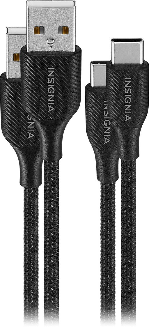 Insignia - 6' USB to USB-C Braided Charge-and-Sync Cables (2-Pack) - Black