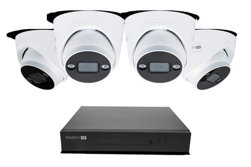 Swann - AdvancedX Wired NVR 4K Security Camera System 8 CH 4 PoE Dome Cameras Outdoor 1TB Night Vision Motion Detect - White