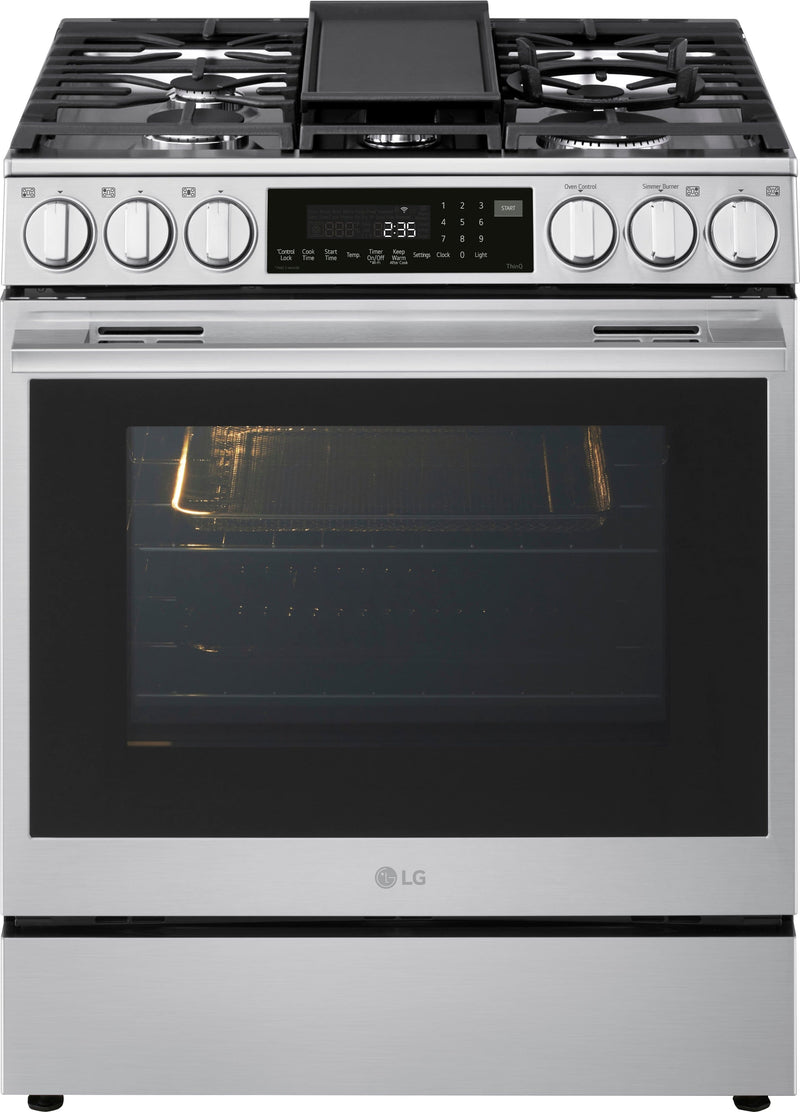 LG - 6.3 Cu. Ft. Slide-In Gas True Convection Smart Range with EasyClean Air Fry and UltraHeat 22K Dual Burner - Stainless Steel