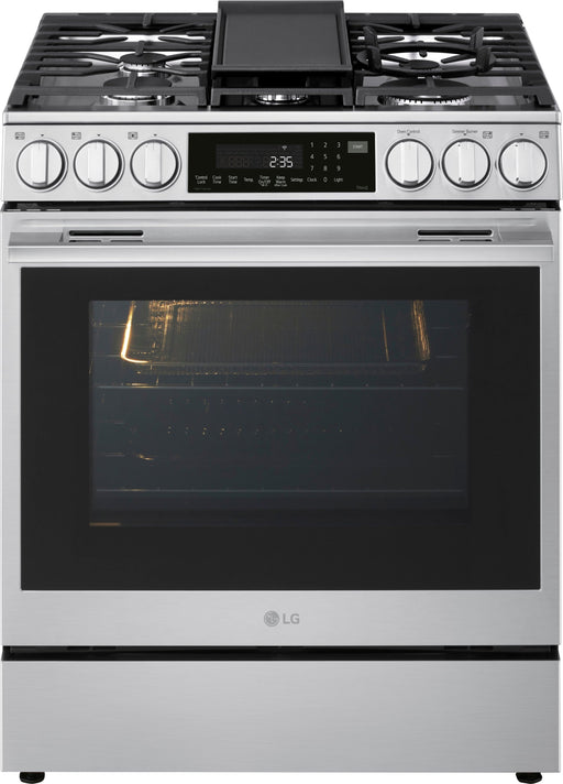 LG - 6.3 Cu. Ft. Slide-In Gas True Convection Smart Range with EasyClean Air Fry and UltraHeat 22K Dual Burner - Stainless Steel